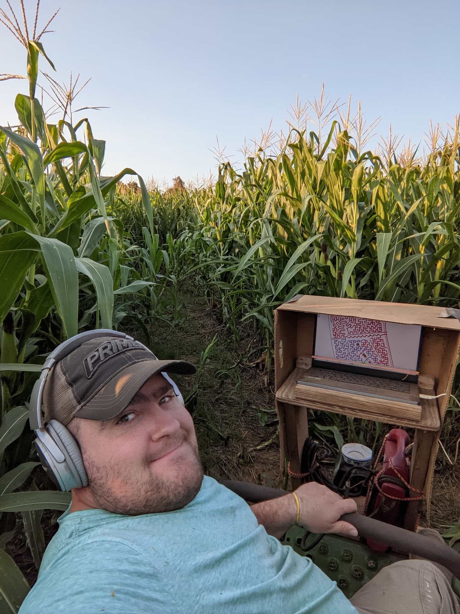 Eldon Yoder in the corn maze during cutting season